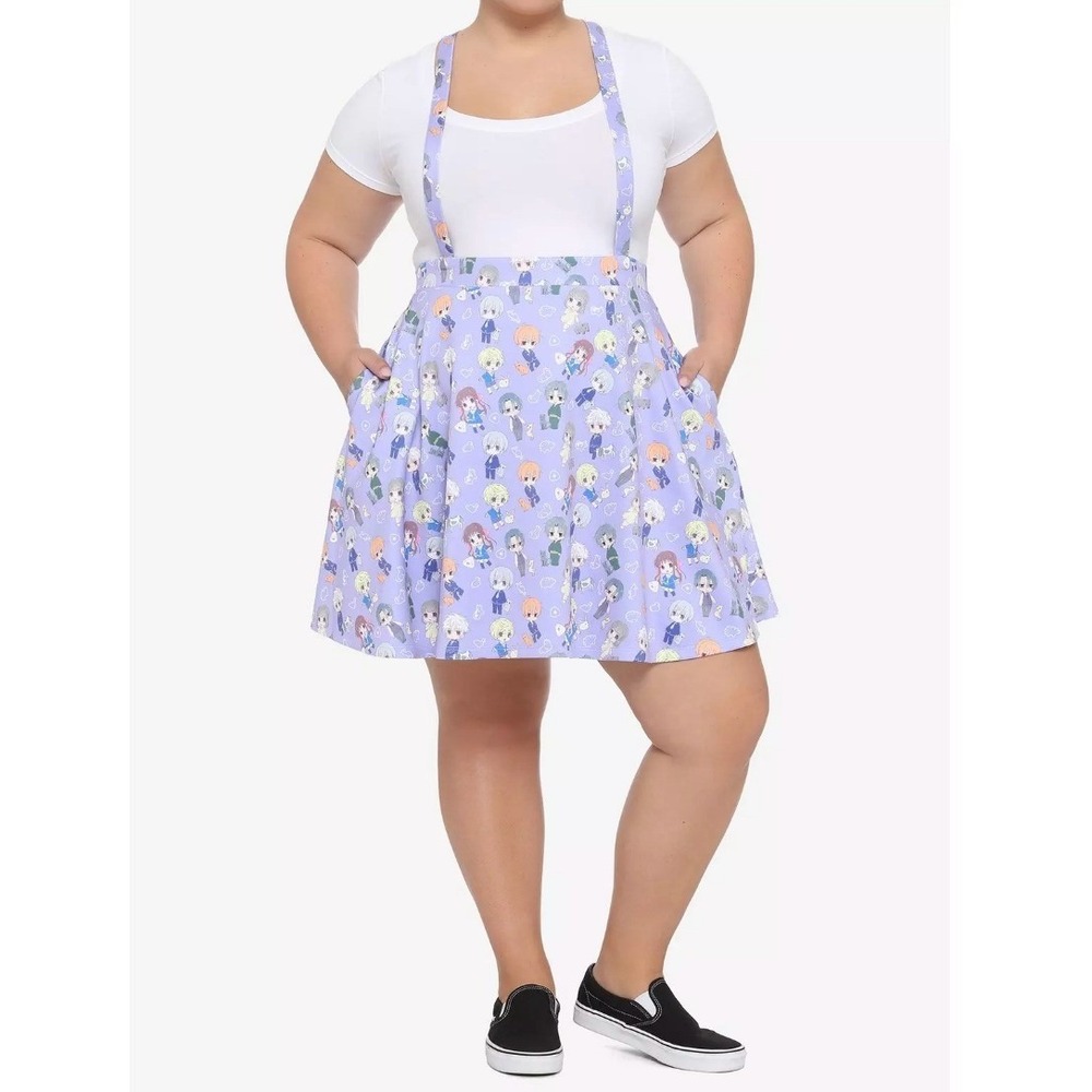Hot Topic Fruits Basket Chibi Characters‎ Suspender Plus Size Skirt, Purple, 5